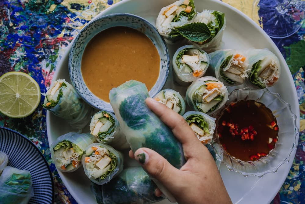 Annoskuva reseptille kesärullat tofulla ja hunajamelonilla