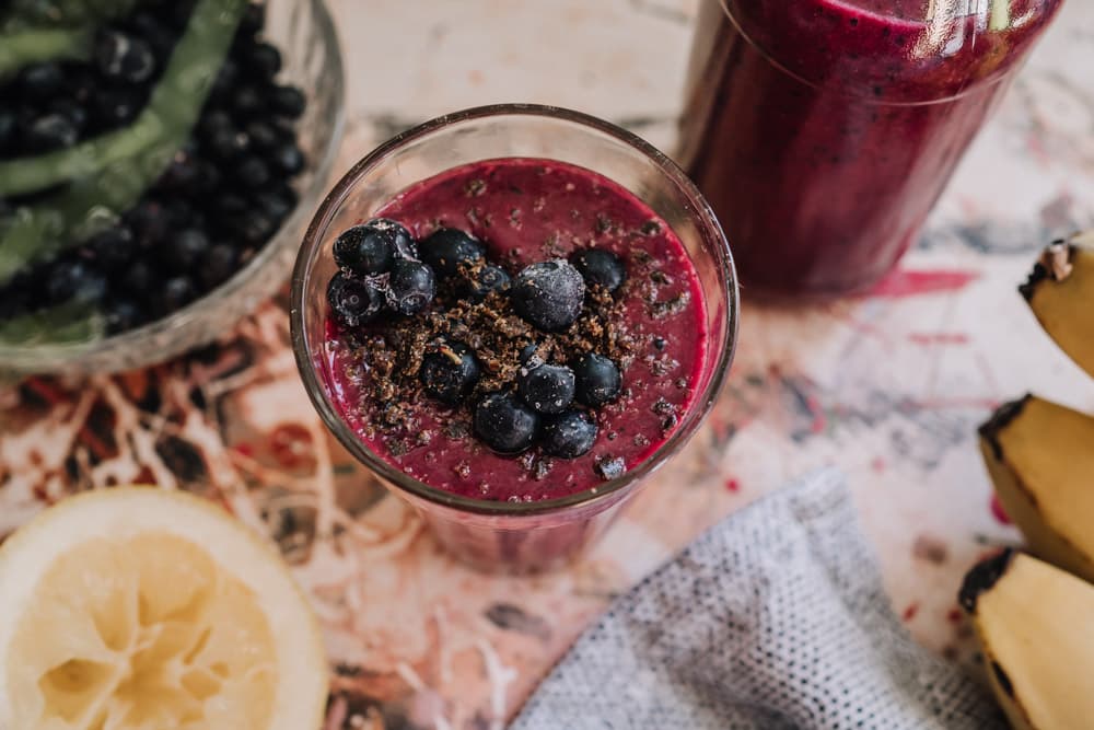 Annoskuva reseptistä ananas-mustikkasmoothie kategorialle aamupalat