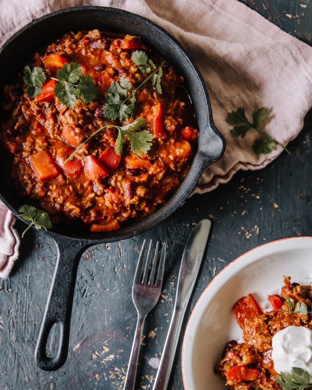 Annoskuva reseptille chili sin carne nyhtökaurasta