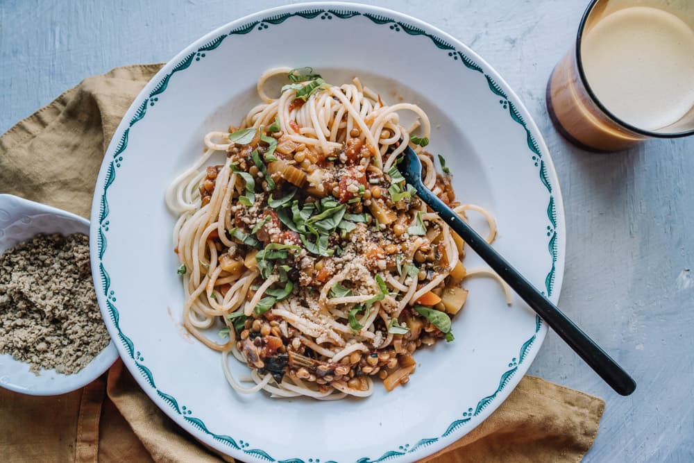 Annoskuva reseptistä Linssibolognese keltaisista linsseistä kategorialle resepti